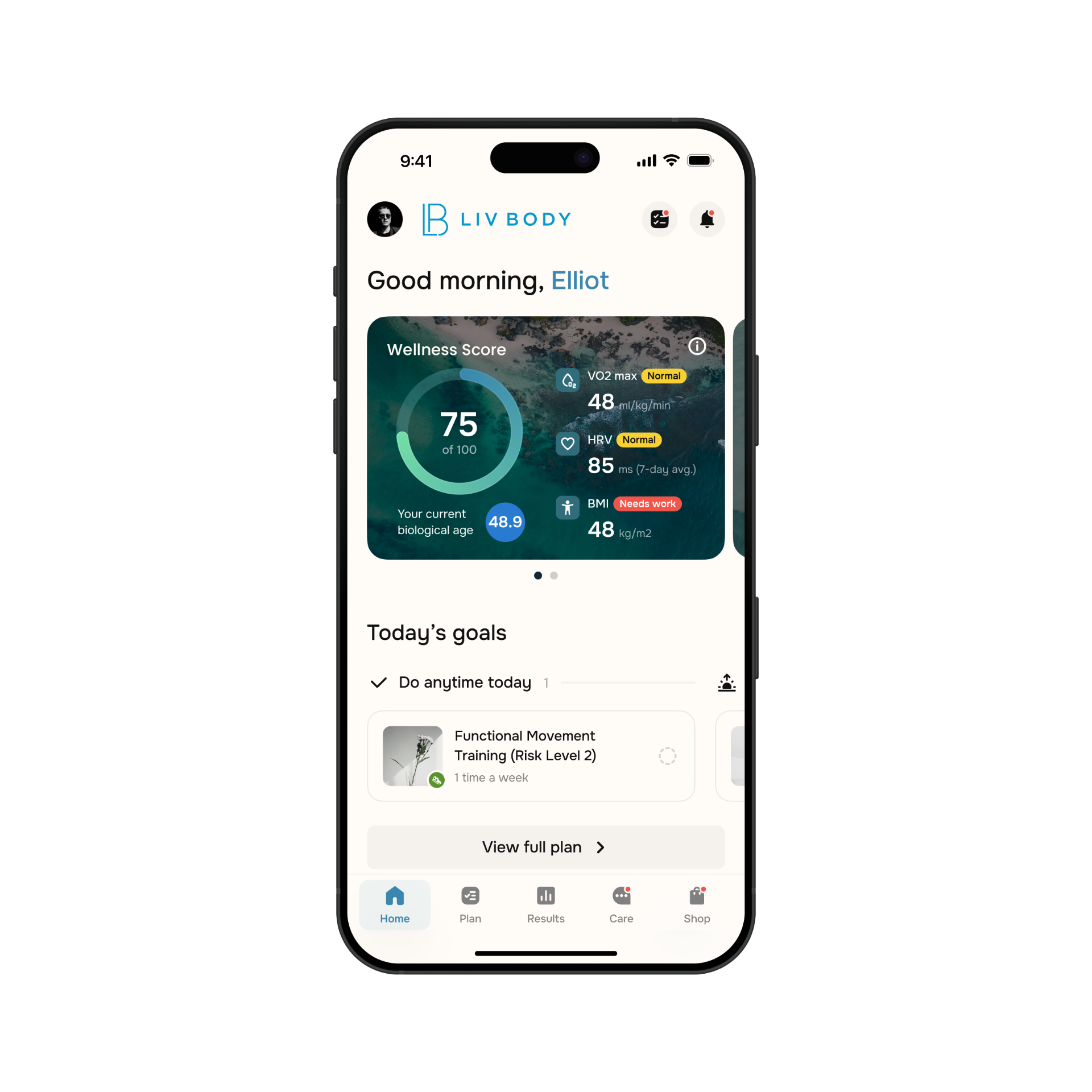Lab results in the LIV app