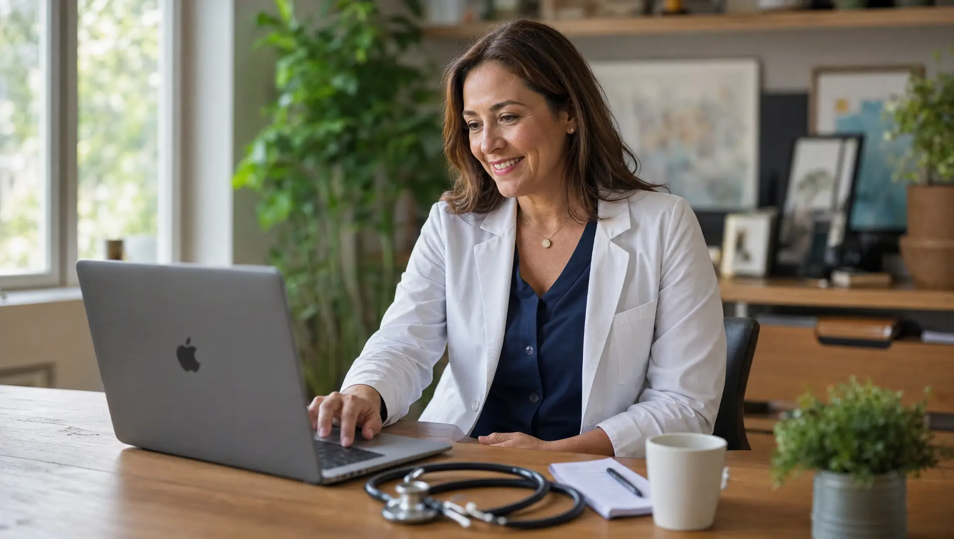 Clinician meeting with a member over a telehealth video visit